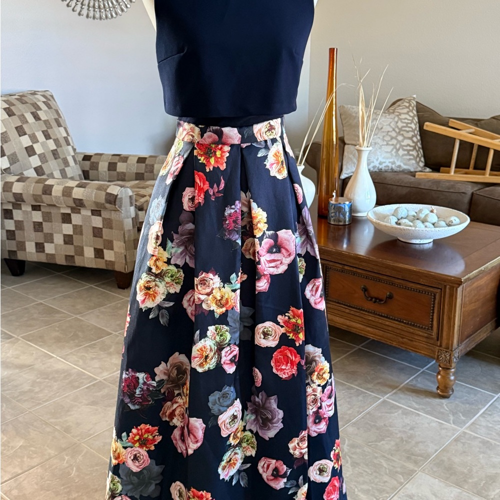 Floral Navy Maxi Skirt